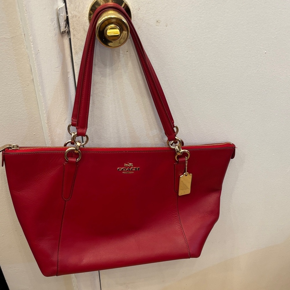 Coach Cherry Red Leather Tote